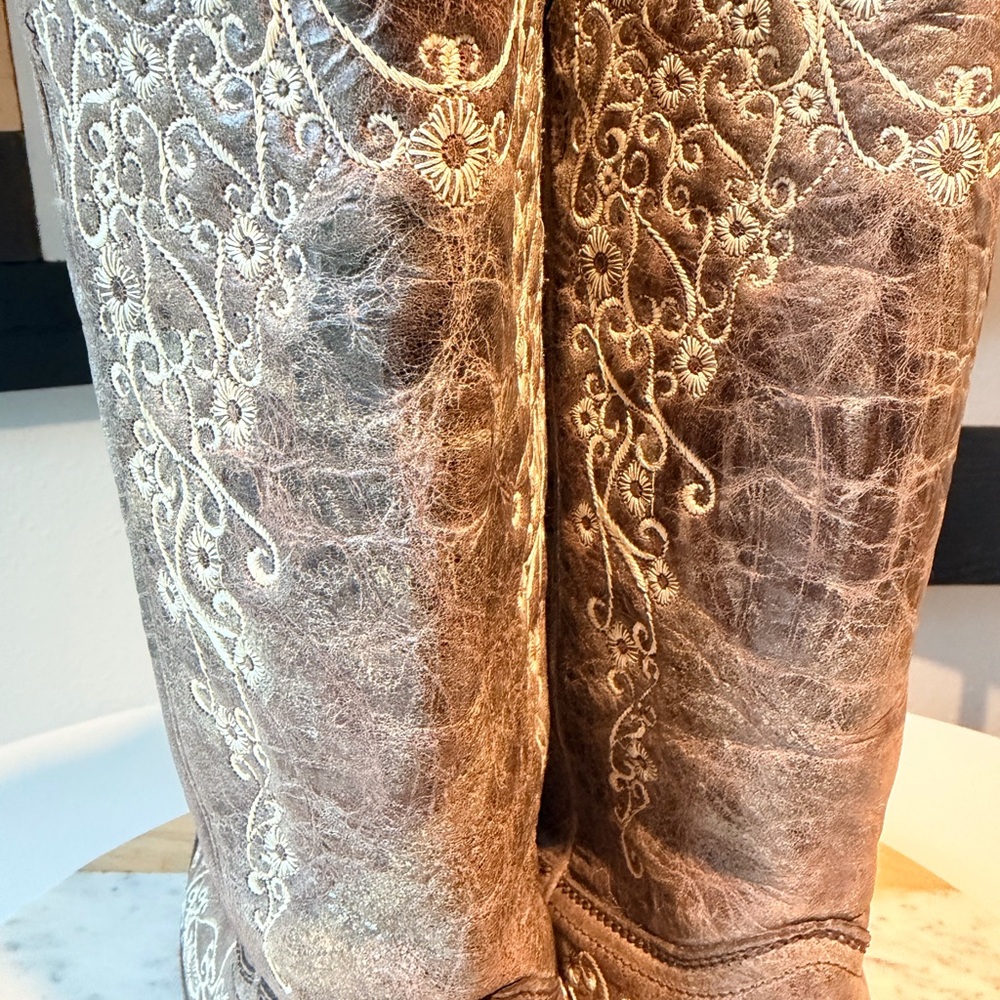 Elegant Brown Embroidered Corral Vintage Cowboy B… - image 6